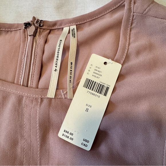 NEW Anthropologie 8 Modern Sheer Midi Dress in Violet Ice Pink ~ Sheer Classic - Picture 7 of 8